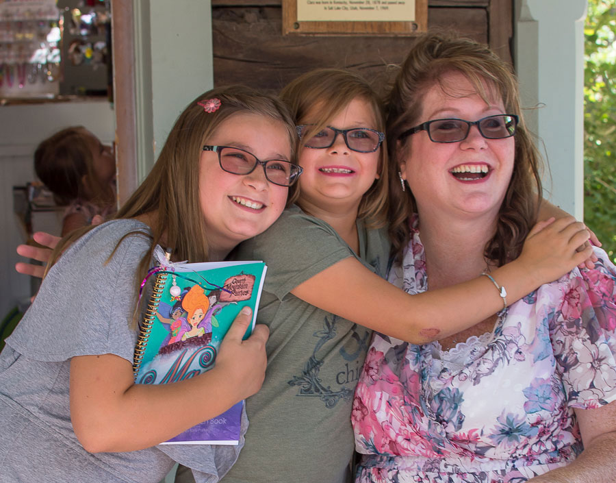 author kelly parke with fans of her book oquirrh mountain fairies mineral magic