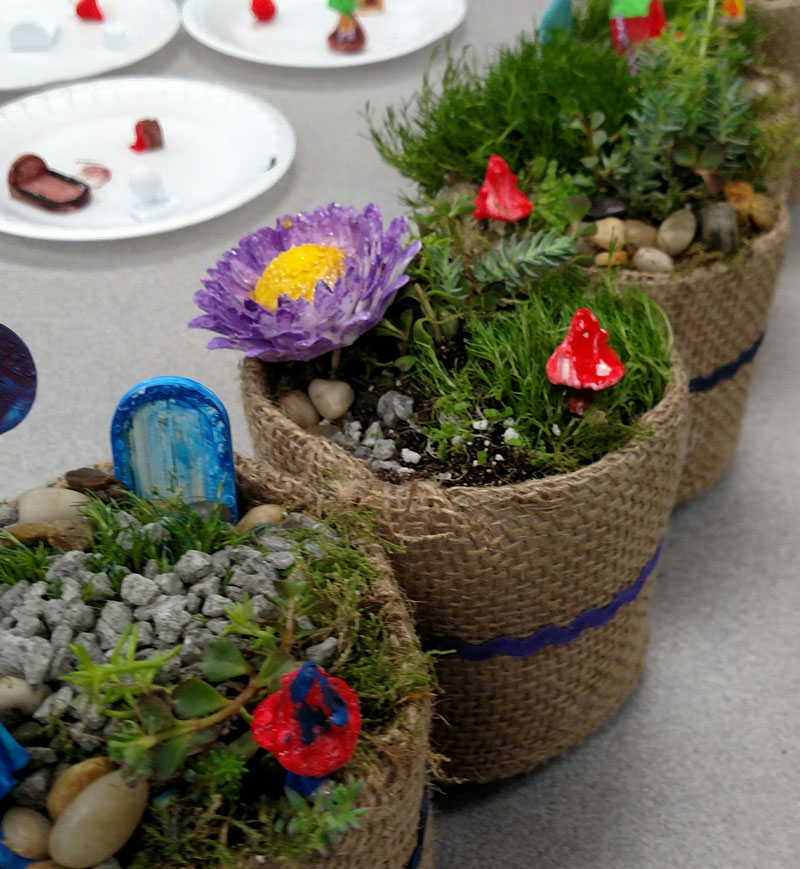 student fairy gardens from fairy club at bonneville academy