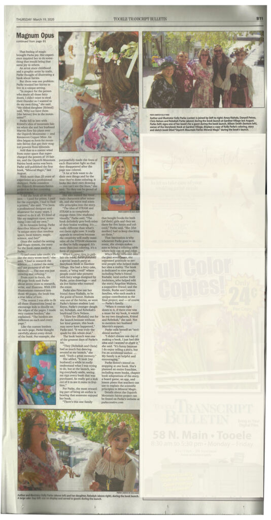 author kelly parke featured in the tooele transcript bulletin hometown section